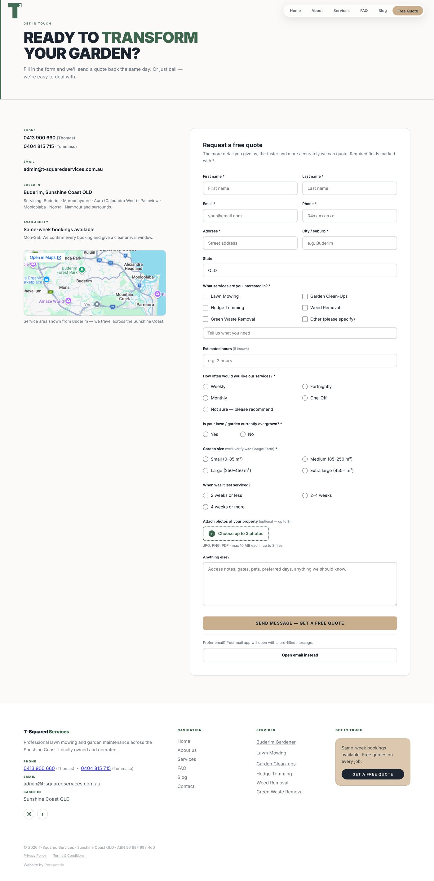 New T-Squared Contact page